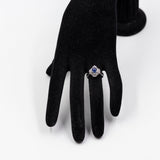Anello vintage in platino a ballerina con zaffiro cabochon (1.88ct) e diamanti (0,63ctw)