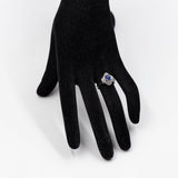 Anello vintage in platino a ballerina con zaffiro cabochon (1.88ct) e diamanti (0,63ctw)