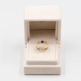 Anello a fascia vintage in oro 8K con ametista cabochon