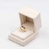 Anello a fascia vintage in oro 8K con ametista cabochon