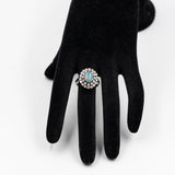 Vintage 18k Weißgold Triplet Opal und Diamant Gänseblümchen Ring (1ctw)