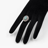 Vintage 18k Weißgold Triplet Opal und Diamant Gänseblümchen Ring (1ctw)