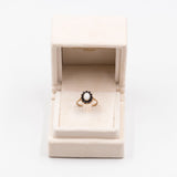 Anello vintage in oro giallo 9k con opale (0,40ct) e zaffiri blu (0,60ctw)