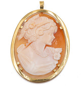 Vintage Muschel-Cameo-Anhänger aus 18 Karat Gelbgold, 50er/60er Jahre