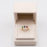 Vintage-Cabochon-Ring aus 14 Karat Gelbgold mit Rubin, Smaragd und Saphir, 70er Jahre