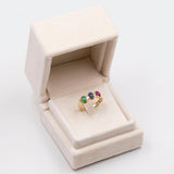 Vintage-Cabochon-Ring aus 14 Karat Gelbgold mit Rubin, Smaragd und Saphir, 70er Jahre