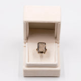 Vintage-Ring aus 9-karätigem Gelbgold mit graviertem Rauchquarz, 1975