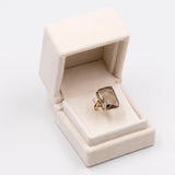 Vintage-Ring aus 9-karätigem Gelbgold mit graviertem Rauchquarz, 1975