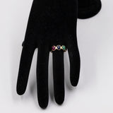 Vintage-Cabochon-Ring aus 14 Karat Gelbgold mit Rubin, Smaragd und Saphir, 70er Jahre