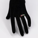 Vintage-Cabochon-Ring aus 14 Karat Gelbgold mit Rubin, Smaragd und Saphir, 70er Jahre