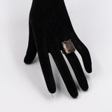 Vintage-Ring aus 9-karätigem Gelbgold mit graviertem Rauchquarz, 1975