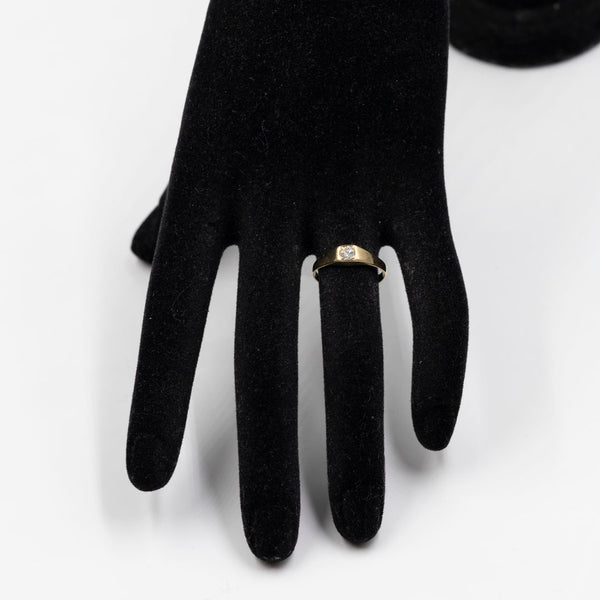 Anello vintage solitario in oro giallo 14k con diamante (0,15ct), anni '70