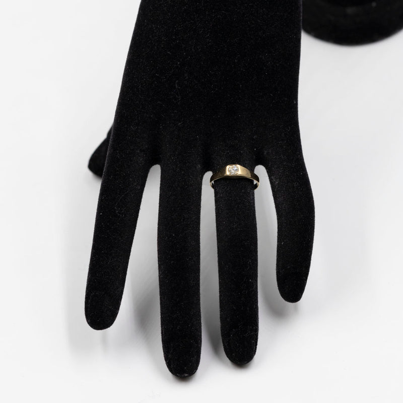 Anello vintage solitario in oro giallo 14k con diamante (0,15ct), anni '70