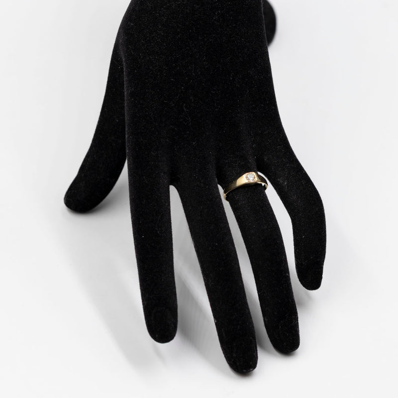 Anello vintage solitario in oro giallo 14k con diamante (0,15ct), anni '70