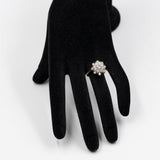 Anel vintage em ouro amarelo 14k com floco de neve e diamantes (1,25 ct), década de 70.