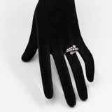 Anel vintage estilo contrarier em ouro branco 18k com diamantes (1 ct no total), década de 70.