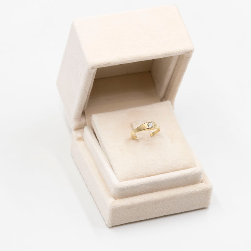 Anello vintage solitario in oro giallo 14k con diamante (0,15ct), anni '70