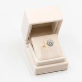 Anel vintage em ouro amarelo 14k com floco de neve e diamantes (1,25 ct), década de 70.