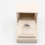 Anel vintage estilo contrarier em ouro branco 18k com diamantes (1 ct no total), década de 70.