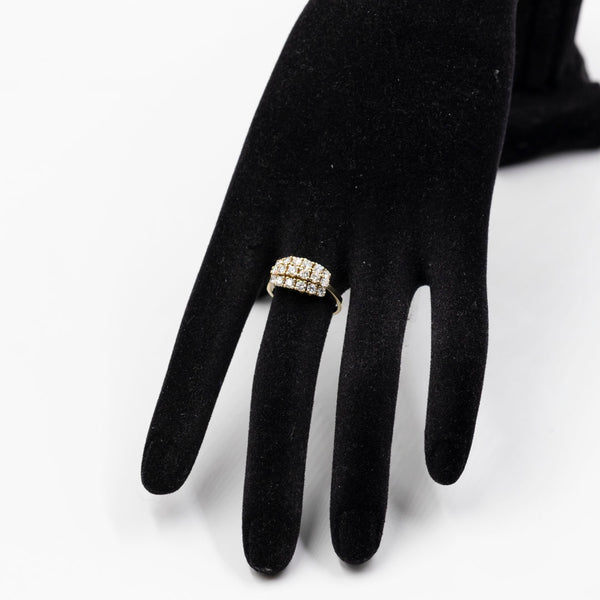 Anello vintage in oro giallo 14k con diamanti (1ctw), anni '70