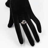 Anello vintage in oro bianco 14k con zaffiro (0,50ct) e diamanti (0,42ctw), anni '70
