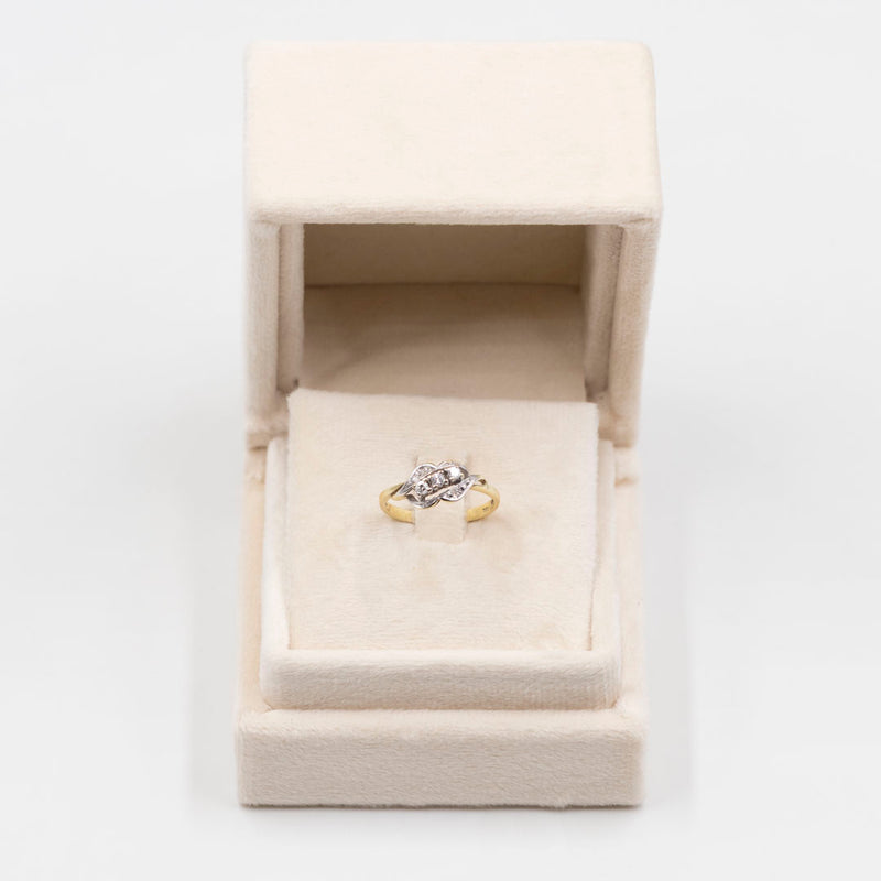 Anello vintage in oro giallo 14k con diamanti (0,15ctw), anni '70