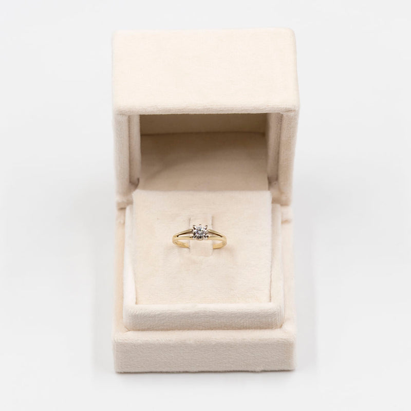Anello vintage in oro giallo 14k con solitario (0,15ct), anni '70