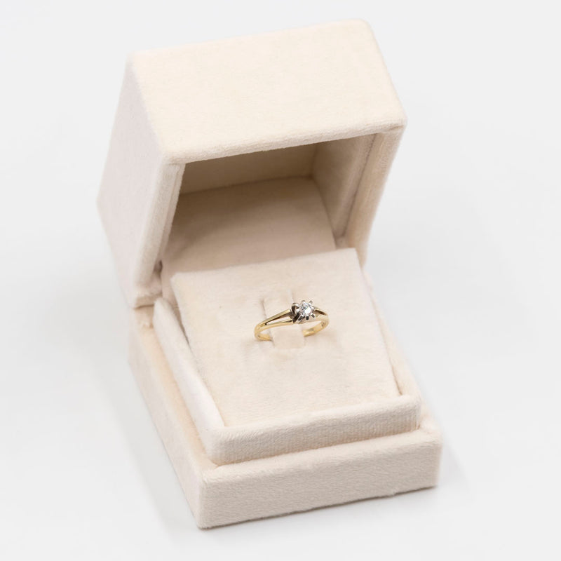 Anello vintage in oro giallo 14k con solitario (0,15ct), anni '70