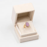 Bague vintage en or jaune 18 carats avec agate, années 50