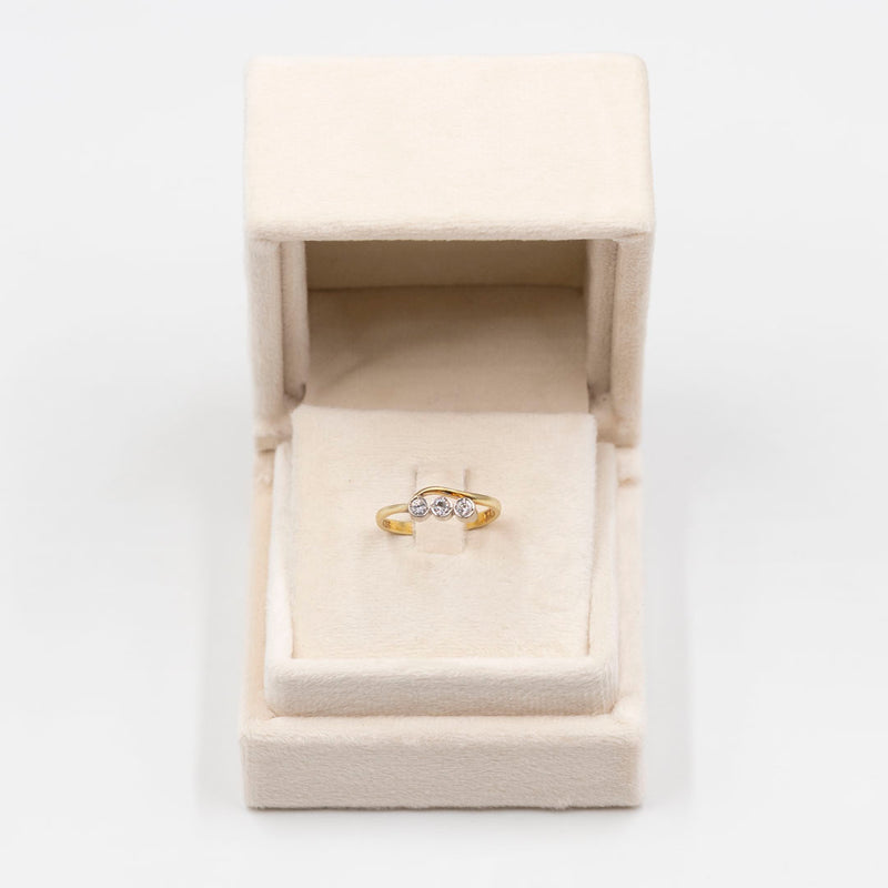 Anello trilogy in oro 14k con diamanti (0,30ctw), anni '70
