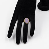 Bague vintage en or jaune 18 carats avec agate, années 50