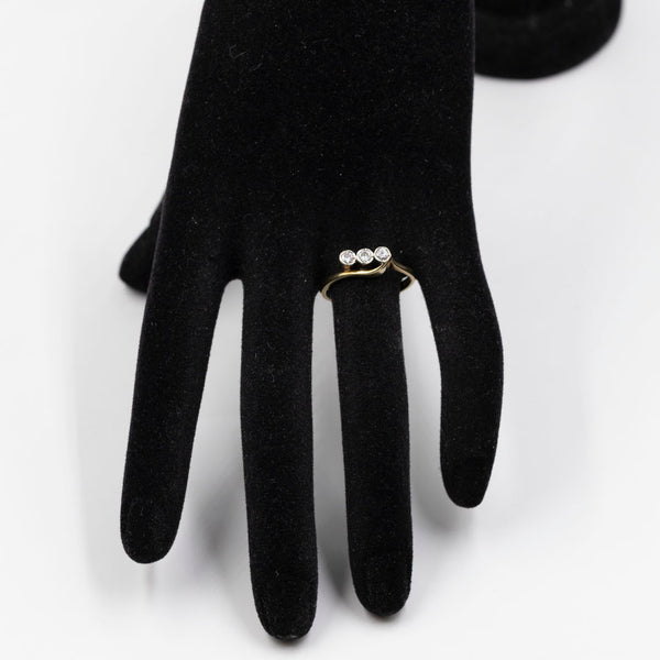 Anello trilogy in oro 14k con diamanti (0,30ctw), anni '70