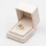 Anello vintage a fiocco in oro giallo 18K con diamante taglio rosa, anni '50