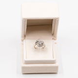 Vintage-Kleeblattring aus 14-karätigem Weißgold mit Diamant im Altschliff (1.20 ct), 40er Jahre