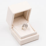 Vintage-Kleeblattring aus 14-karätigem Weißgold mit Diamant im Altschliff (1.20 ct), 40er Jahre