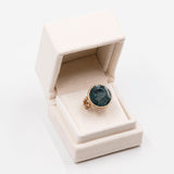 Antique signet ring in 8k and princhbeak with engraved bloodstone, late 800s