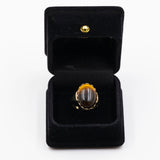 Vintage 9 Karat Gelbgold Tigerauge Ring, 70er Jahre