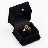 Vintage 9 Karat Gelbgold Tigerauge Ring, 70er Jahre