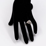 Vintage-Kleeblattring aus 14-karätigem Weißgold mit Diamant im Altschliff (1.20 ct), 40er Jahre