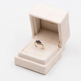 Bague vintage en or jaune 9 carats avec diamants et saphir