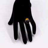Vintage 9 Karat Gelbgold Tigerauge Ring, 70er Jahre