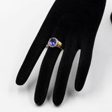 Vintage Gänseblümchenring aus 14-karätigem Gelbgold mit Tansanit (2.70 ct) und Diamanten (0.40 ctw)