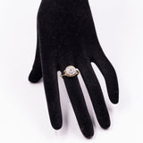 Anello vintage in oro giallo 18k e argento con rosette di diamante