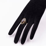 Anello da cocktail vintage in oro 8k con quarzo fumè, anni '70