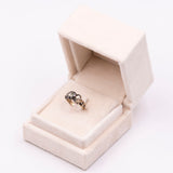 Anello antico in oro giallo 18k e argento con diamante di taglio rosa, fine '800