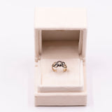 Anello antico in oro giallo 18k e argento con diamante di taglio rosa, fine '800