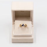 ANELLO A FASCIA VINTAGE IN ORO GIALLO 8K CON LAPISLAZZULO E ZIRCONI BIANCHI ANNI 70'/80'
