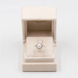 ANELLO vintage CON PERLA IN PLATINO 900 E DIAMANTI (0.40 CTW), anni '60