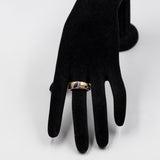 ANELLO A FASCIA VINTAGE IN ORO GIALLO 8K CON LAPISLAZZULO E ZIRCONI BIANCHI ANNI 70'/80'