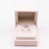 Anello vintage in oro bianco 14k con tanzaniti (1,20ctw) e diamanti